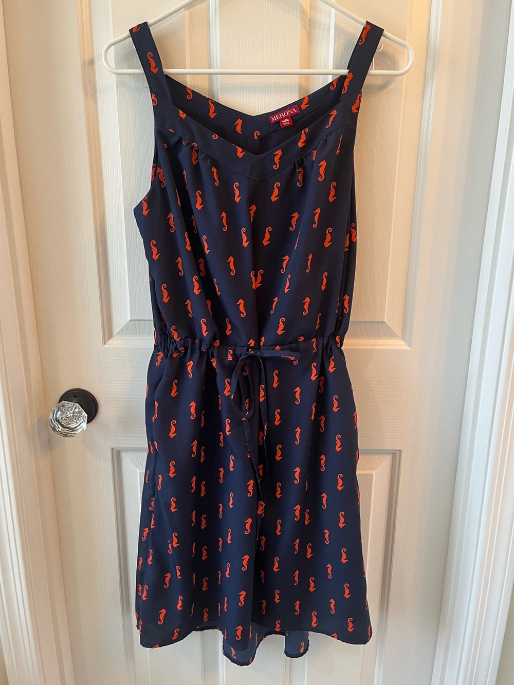 Merona Navy Sundress with Orange Seahorses Medium
